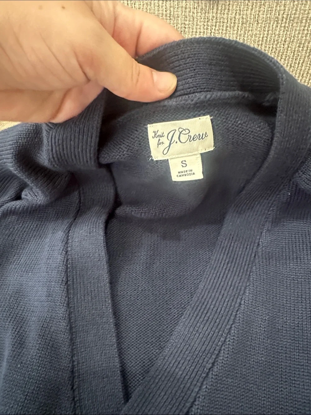 J. Crew Navy Button-Front V-Neck Cardigan Sweater